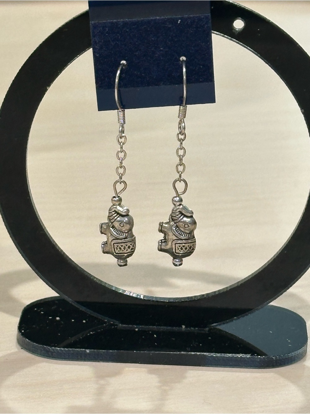 Silver Elephant Dangle Earrings